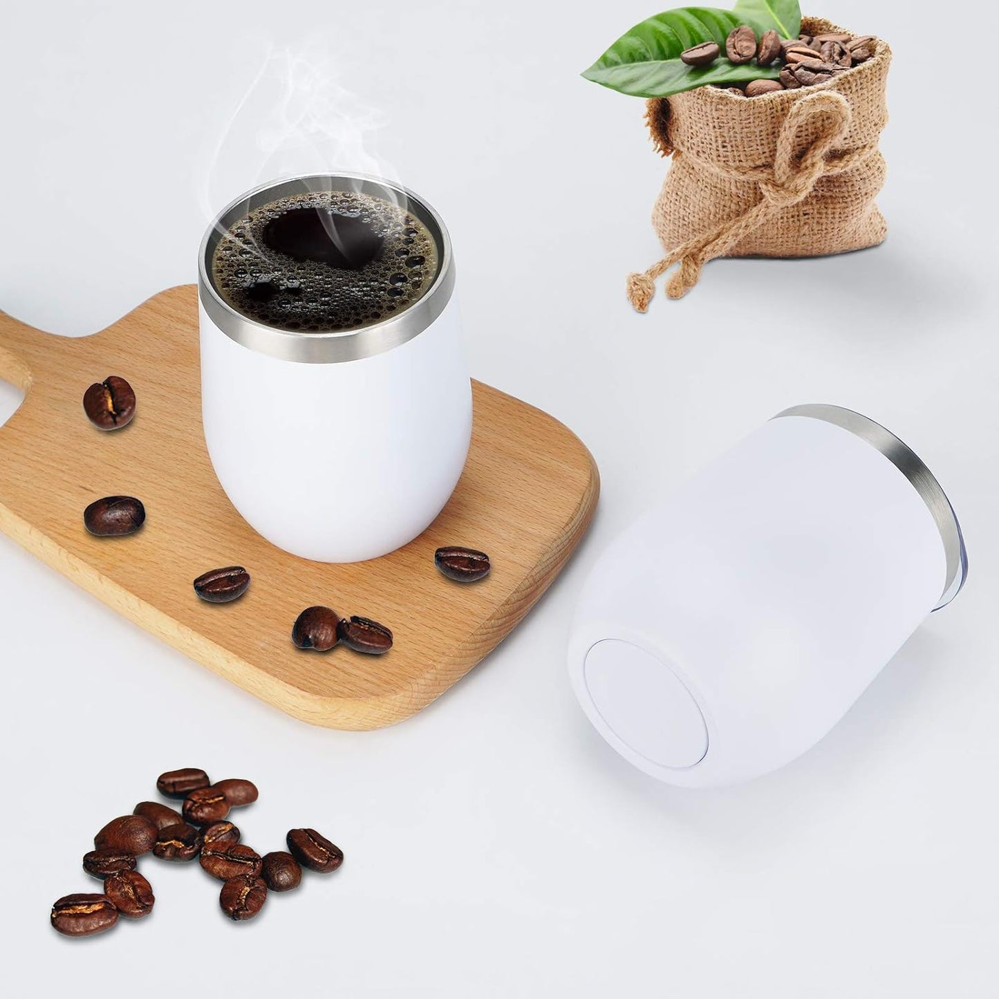 12 Pack Stainless Steel Wine Tumblers, 12Oz Double Wall Vacuum Insulated Wine Tumblers with Lids and Straws, Stainless Steel Stemless Wine Glasses for Coffee, Wine, Cocktails, Champaign, White…