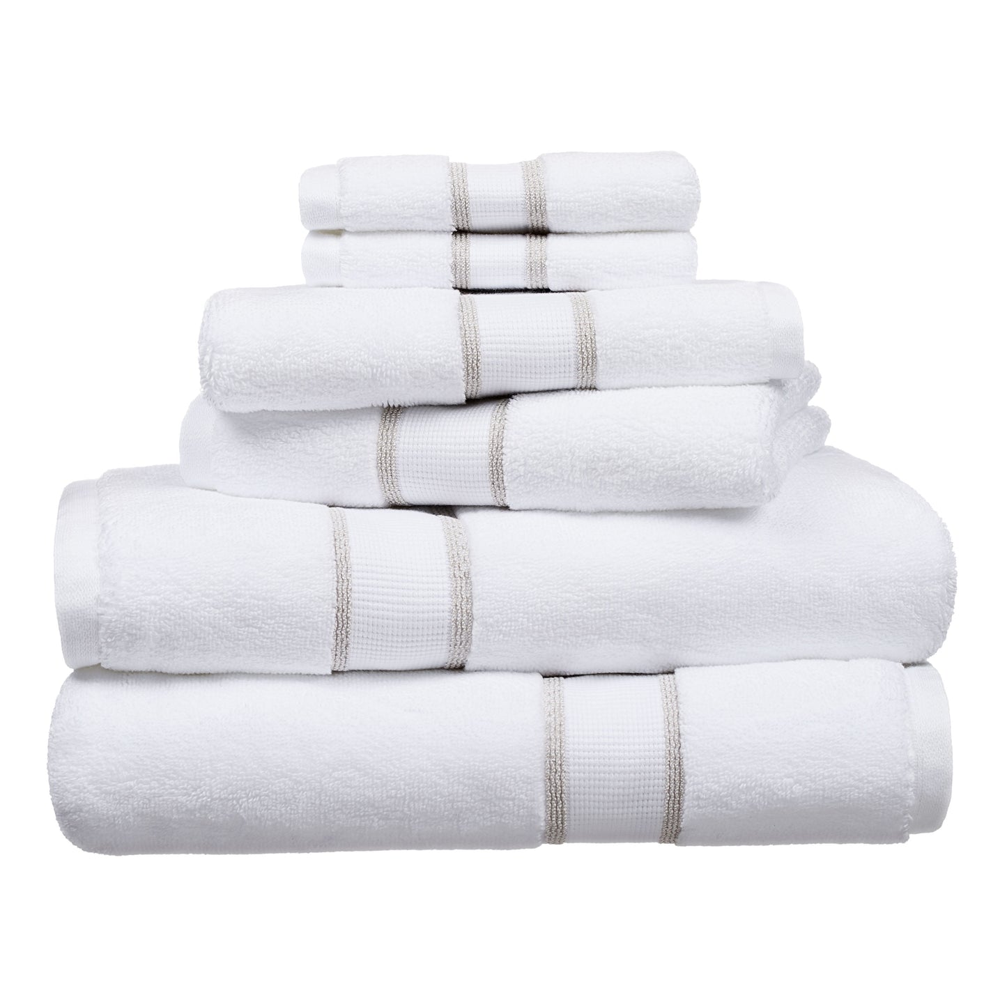 6-Piece Egyptian Cotton Striped Bath Coordinate Towel Set, Birchwood