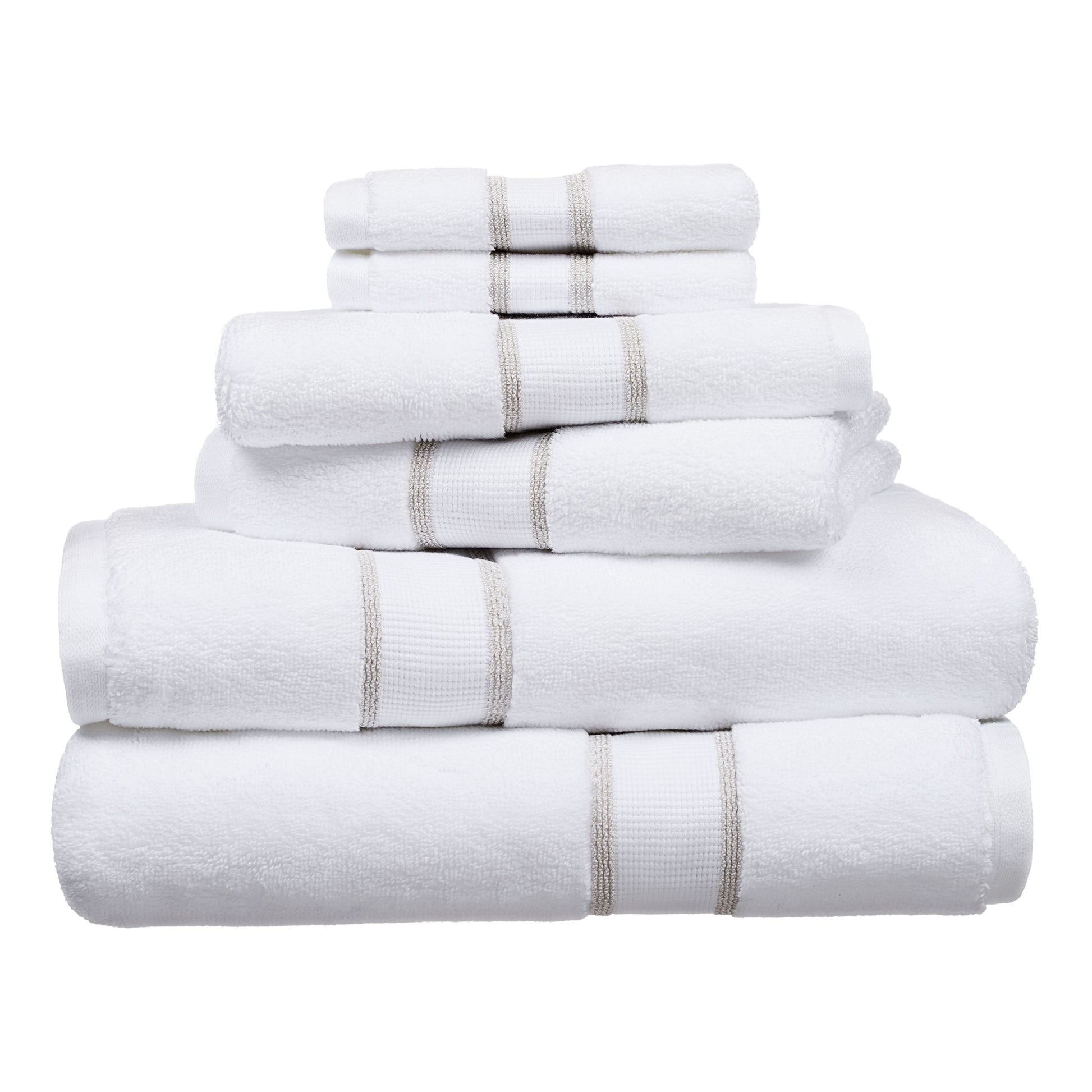 6-Piece Egyptian Cotton Striped Bath Coordinate Towel Set, Birchwood